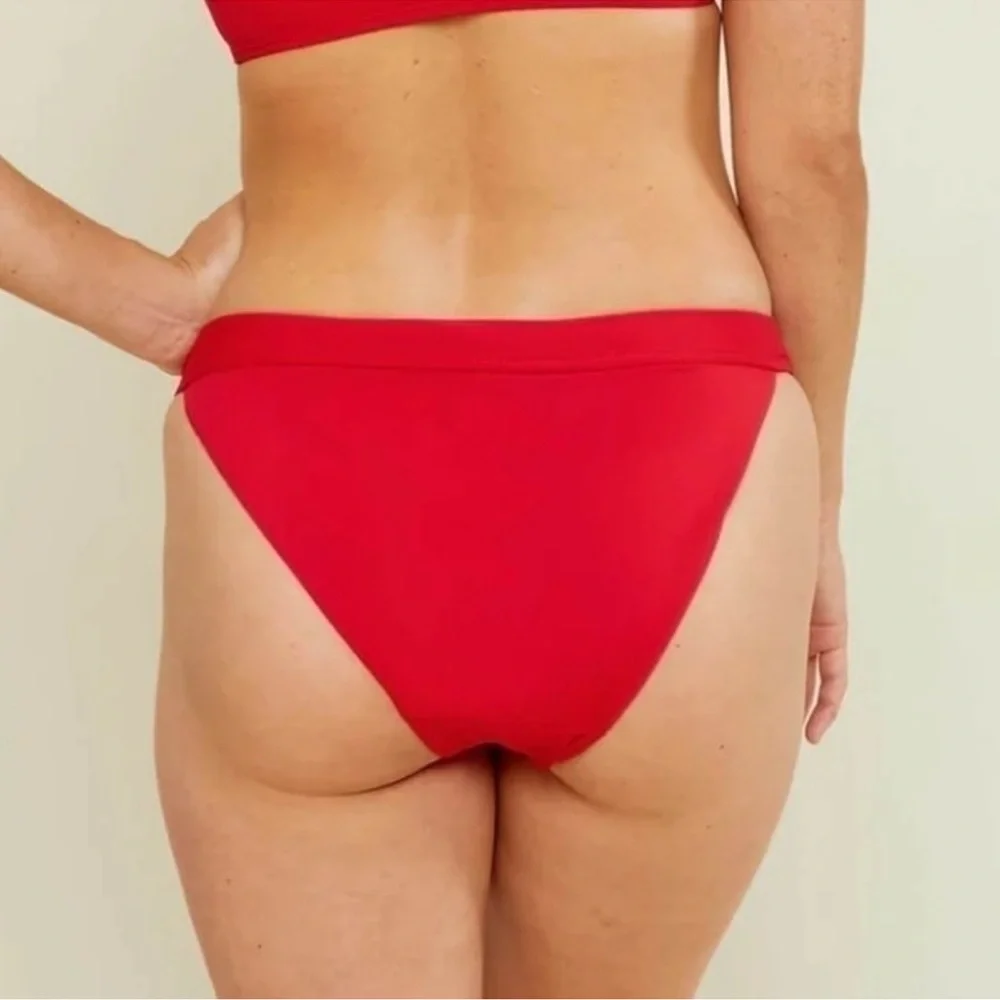 Andie Swim the Banded Cheeky Bikini Bottom‎ NWT size XL Cherry Red Swimsuit